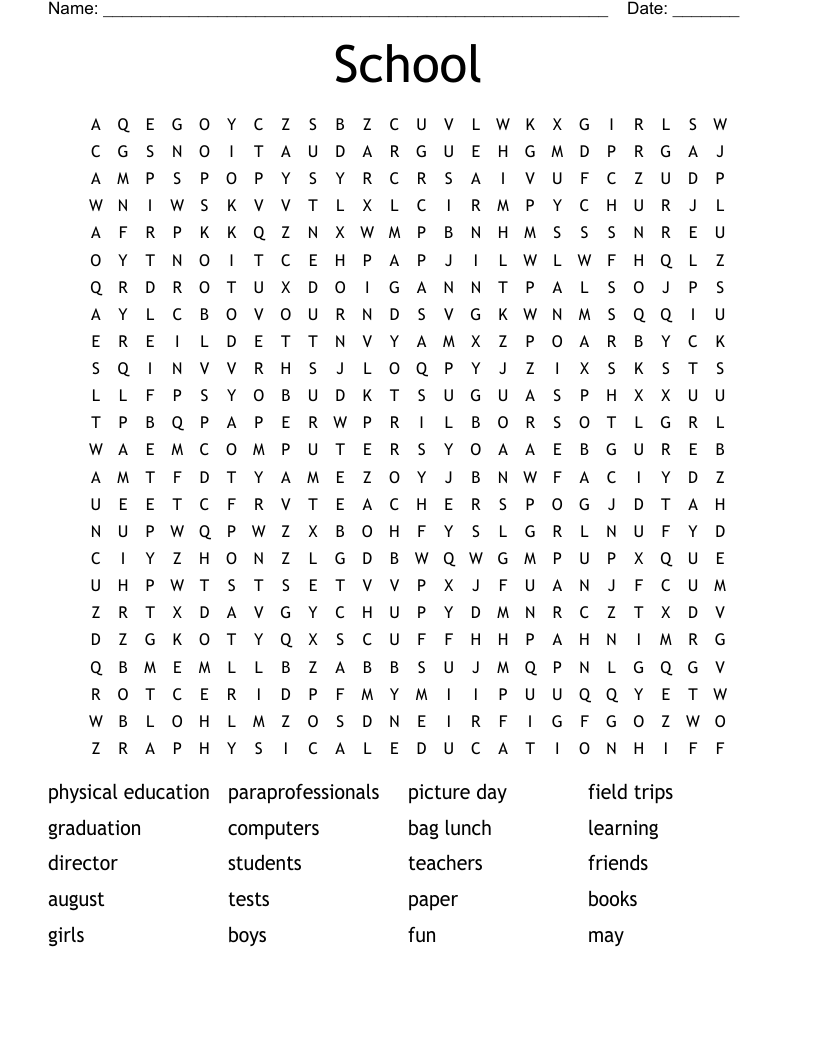 School Word Search