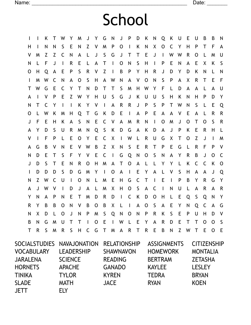School Word Search