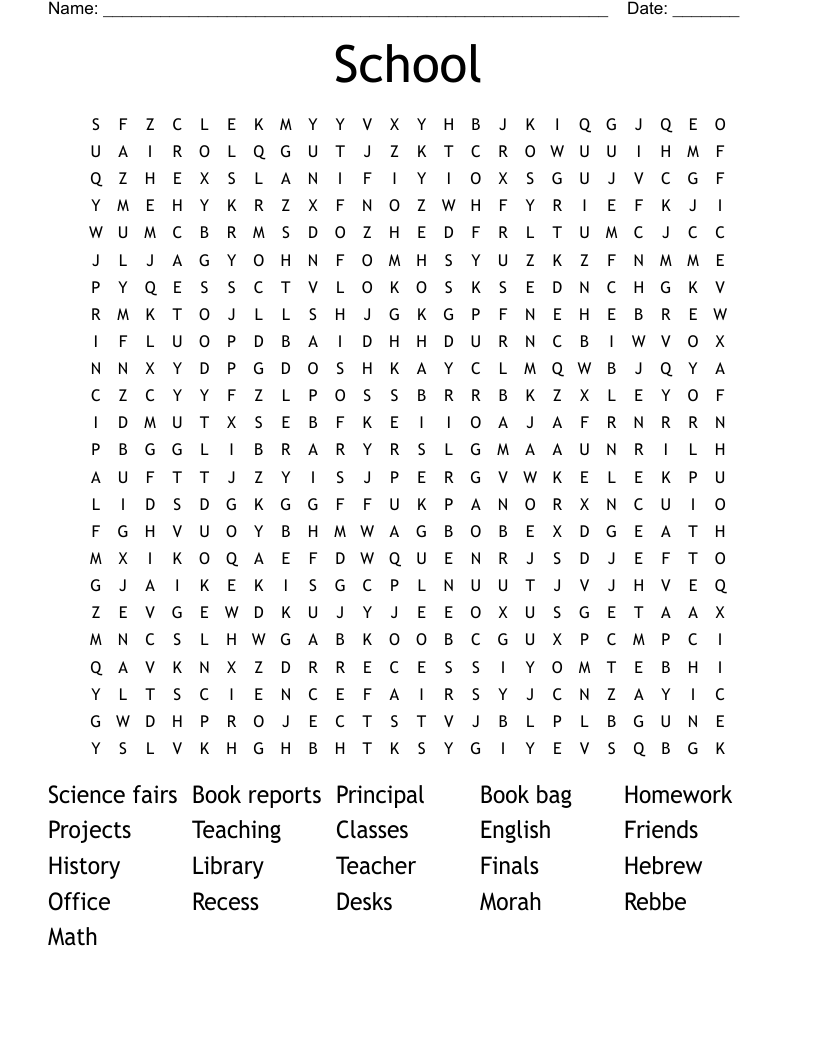 School Word Search