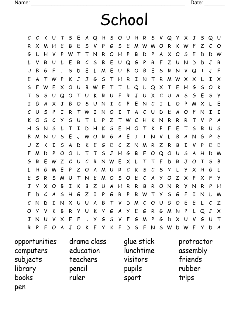 School Word Search