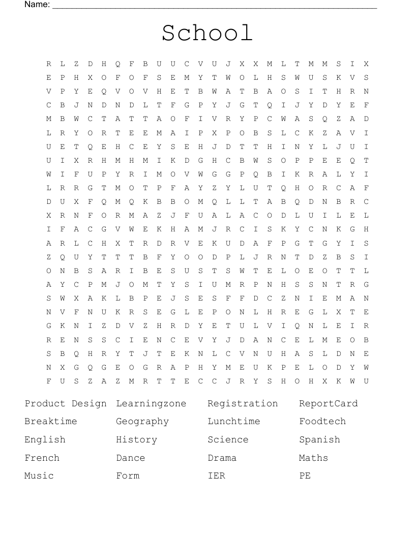 School Word Search