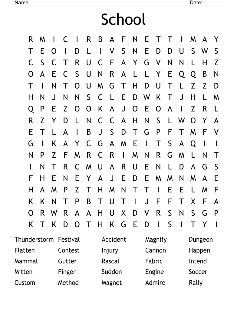 School Word Search
