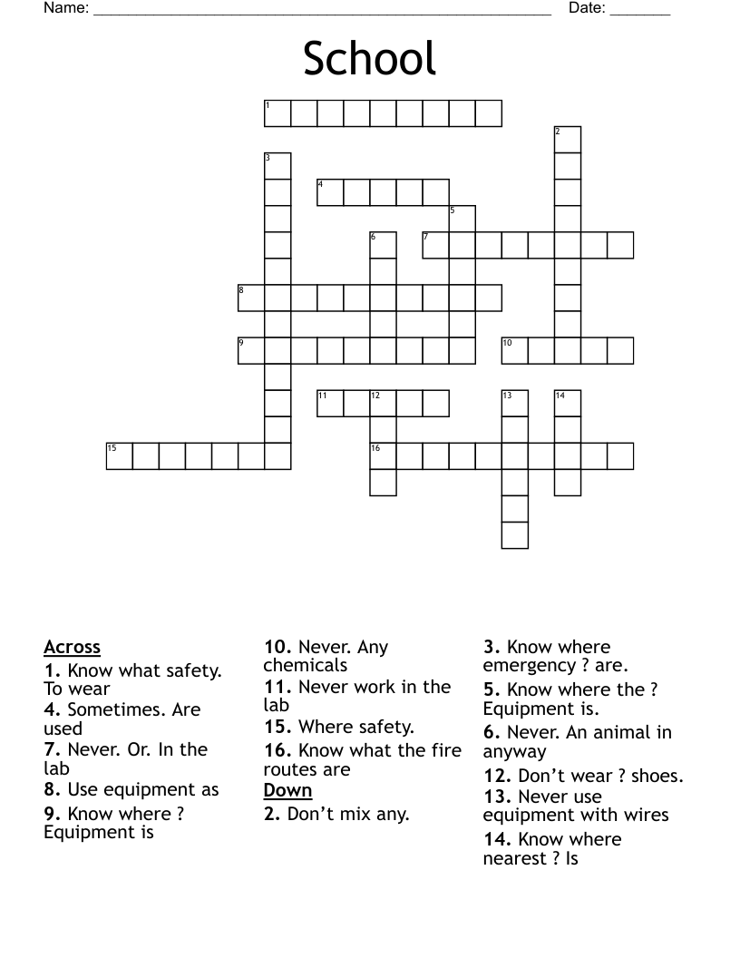 School Crossword