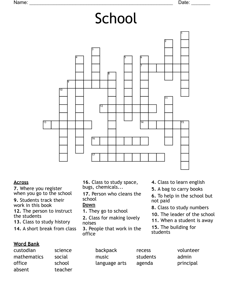 School Crossword
