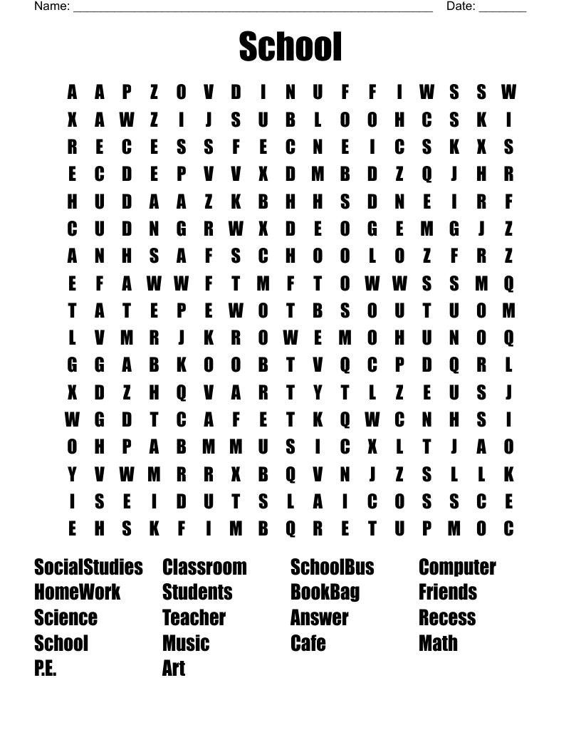 School Word Search