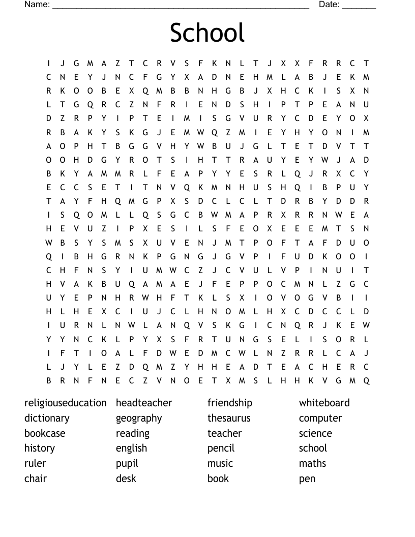 School Word Search
