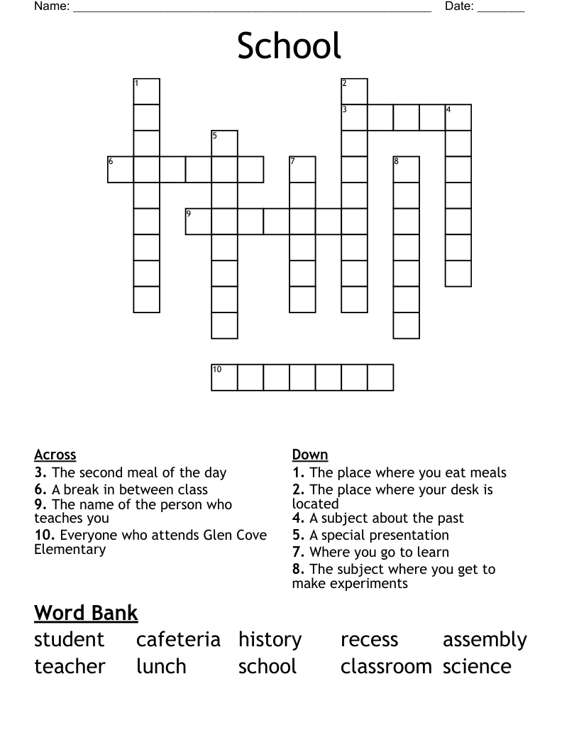 School Crossword