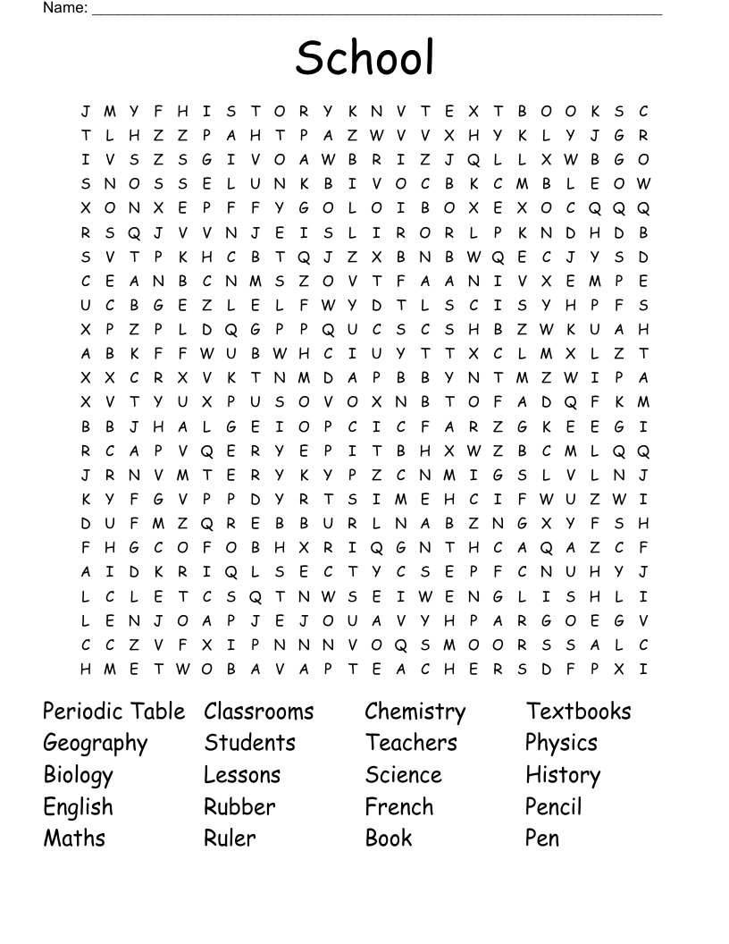 School Word Search