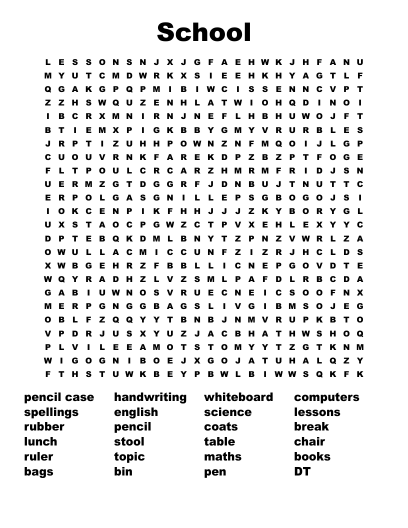 School Word Search