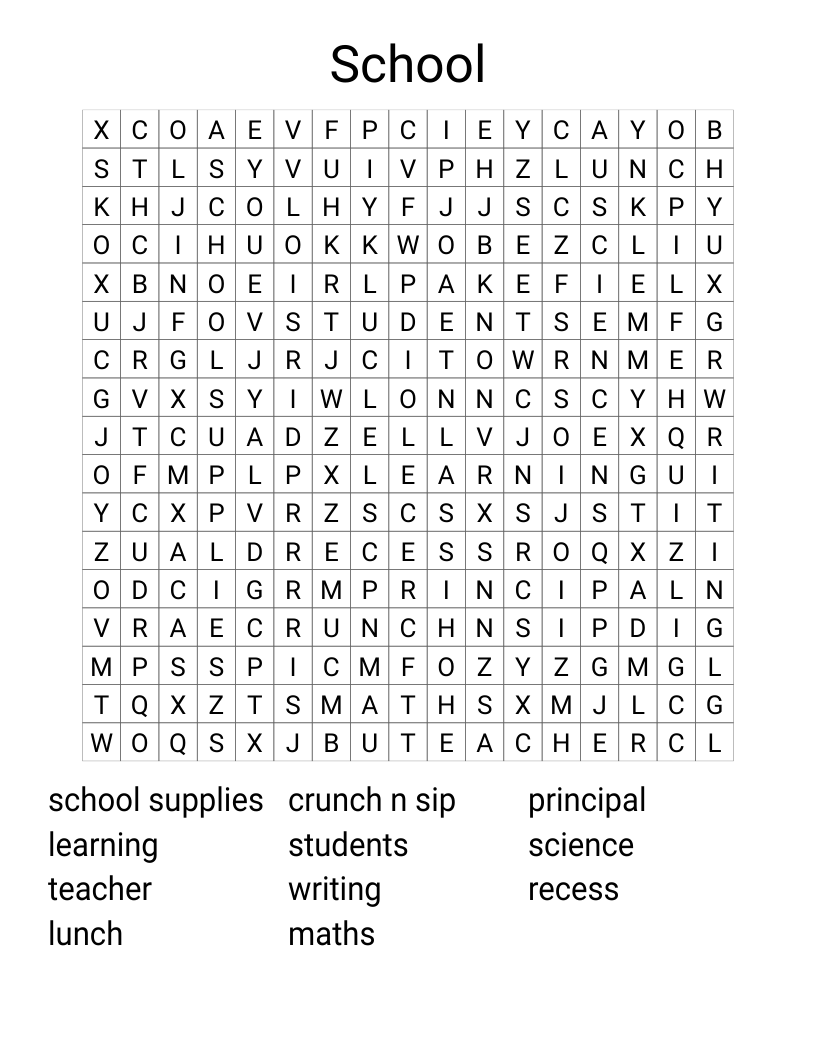 School Word Search