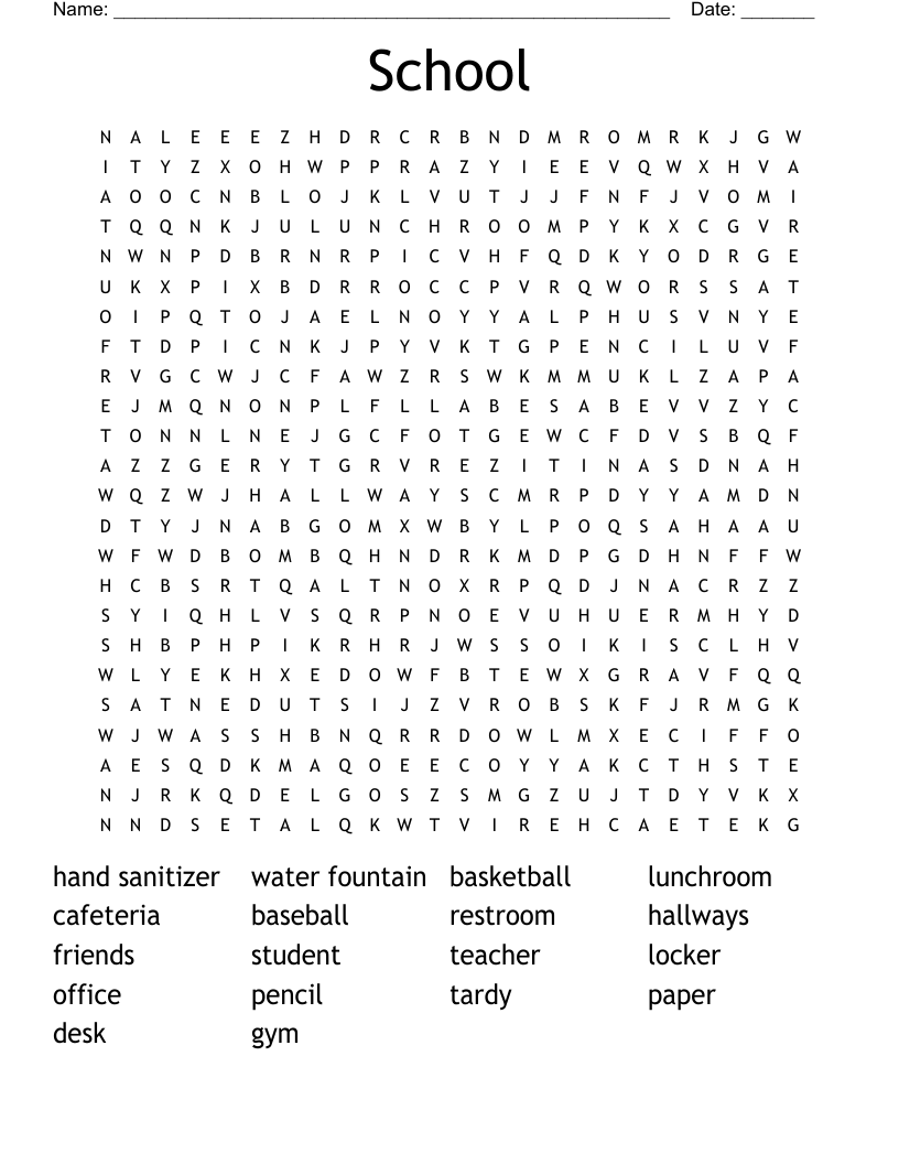 School Word Search