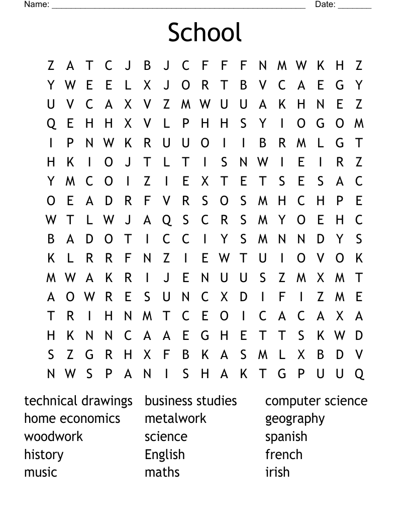 School Word Search
