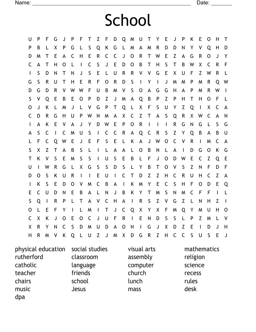 School Word Search
