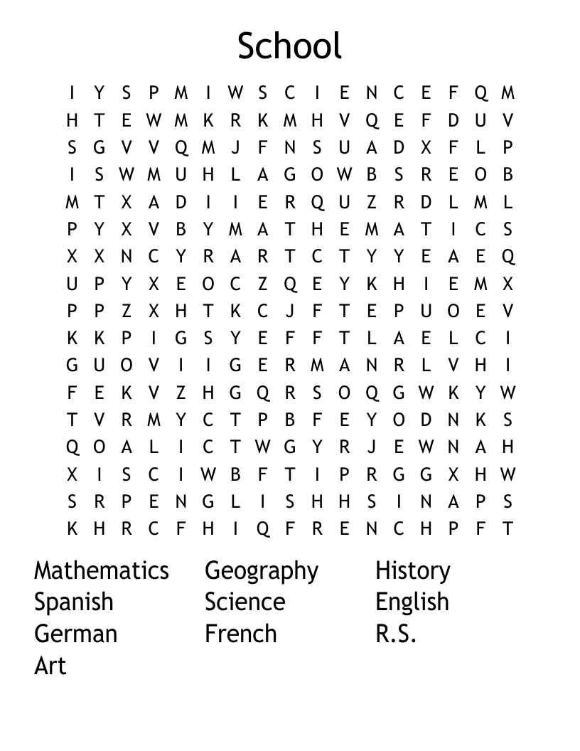 School Word Search