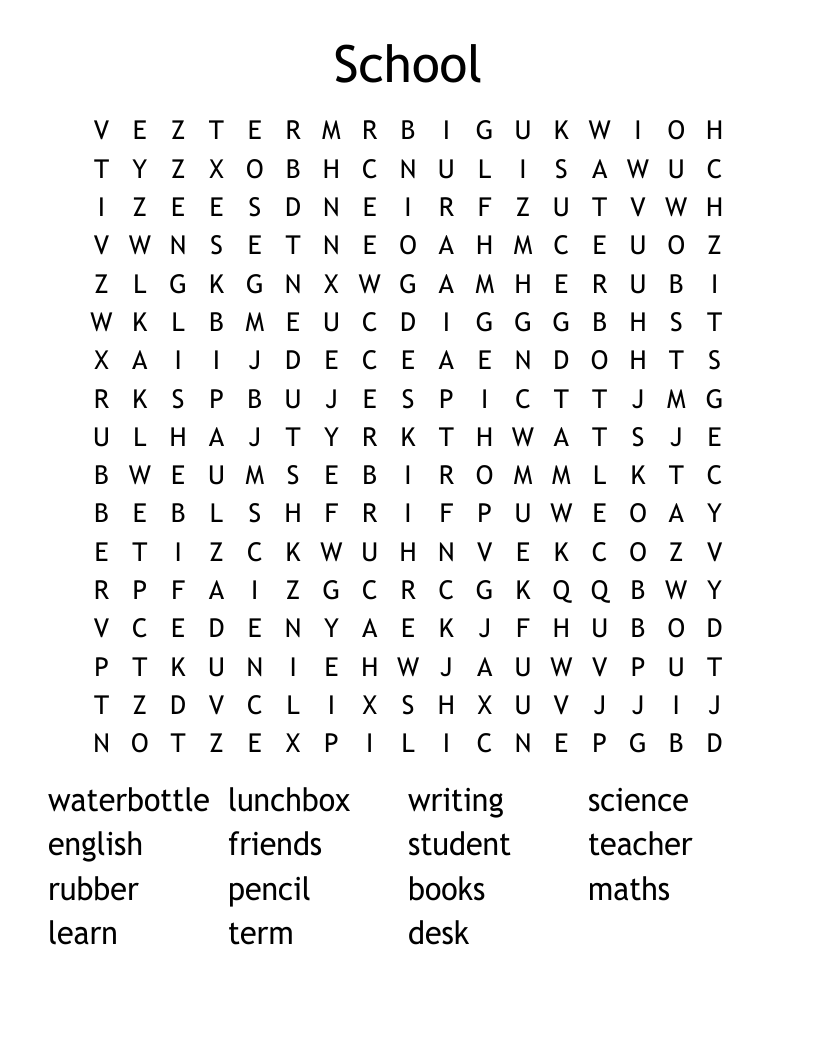 School Word Search