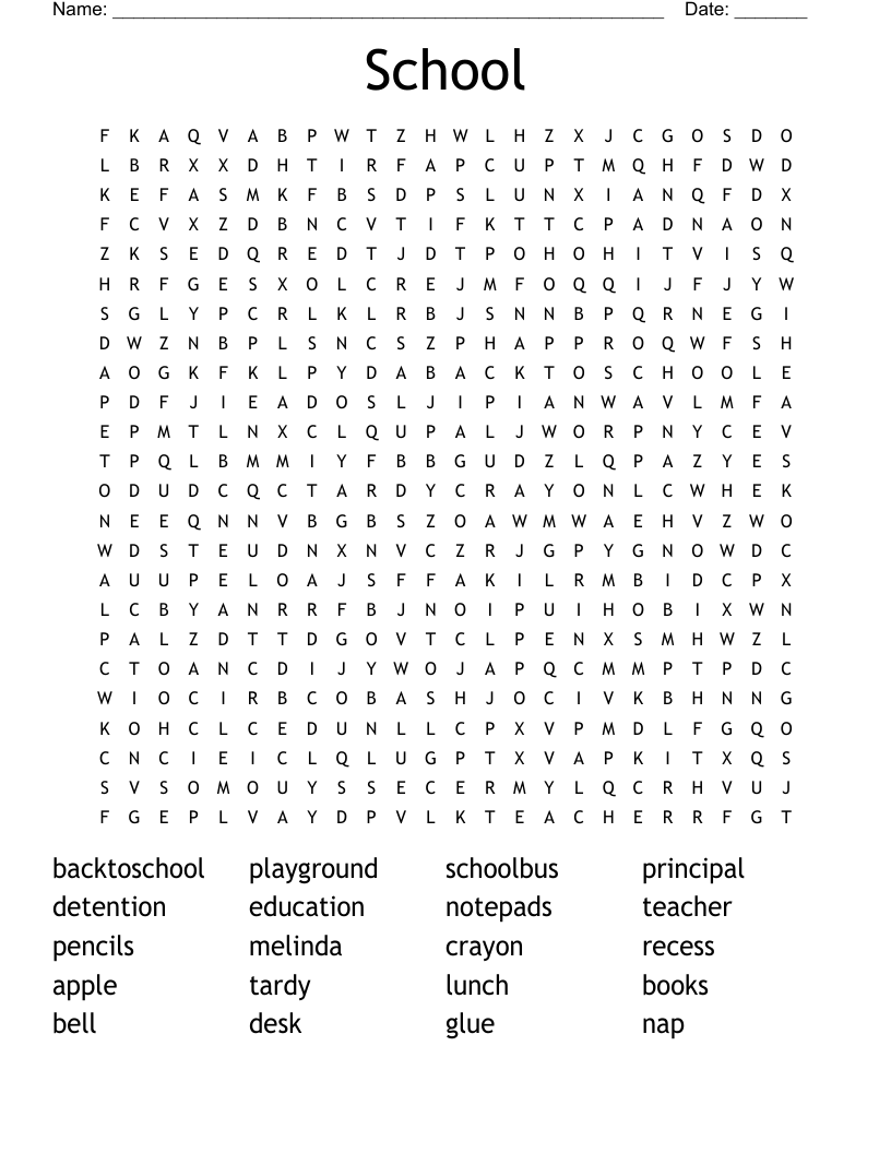 School Word Search