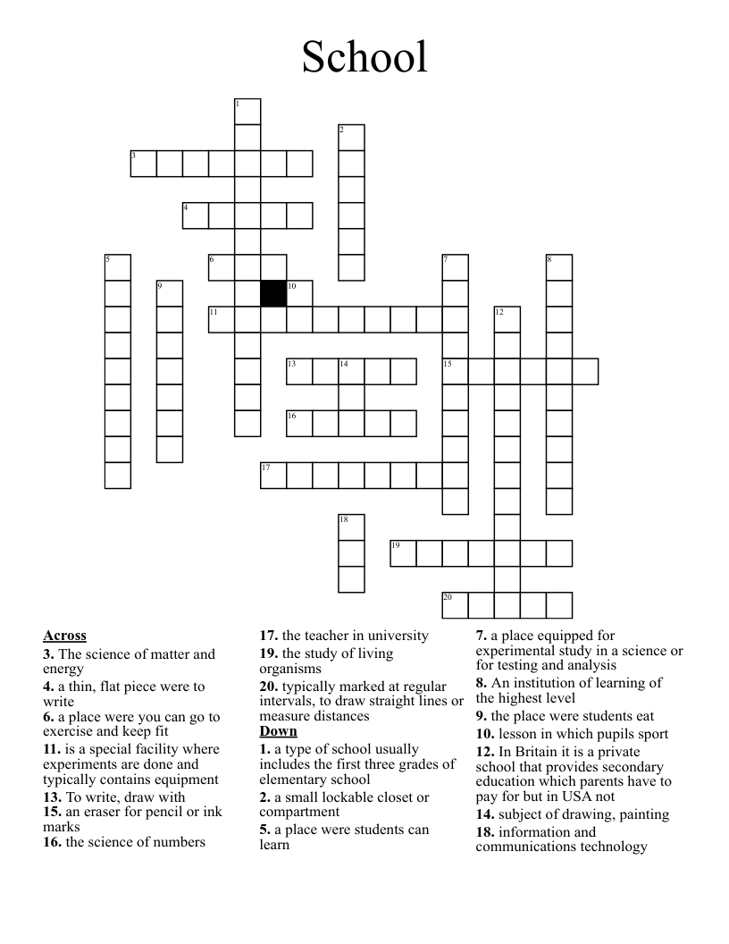 School Crossword