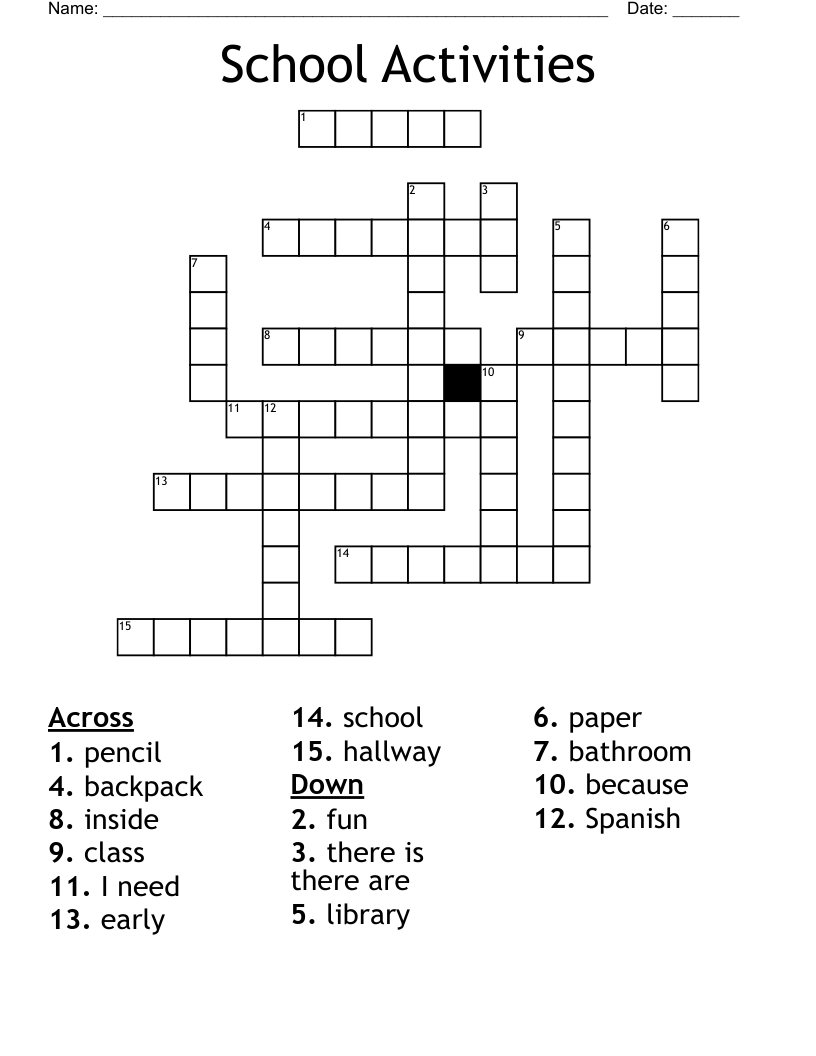 School Activities Crossword