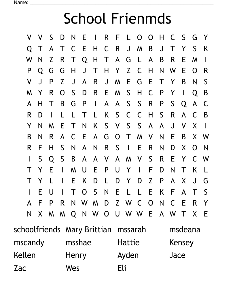 School Frienmds Word Search