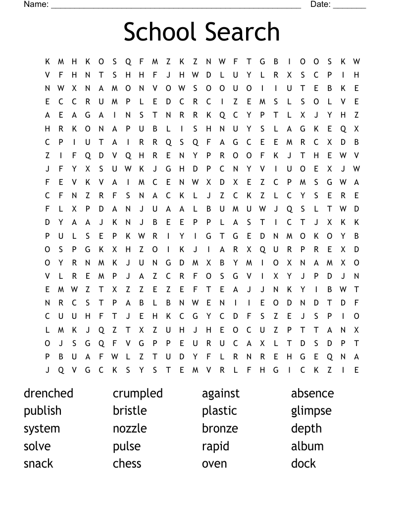 School Search Word Search