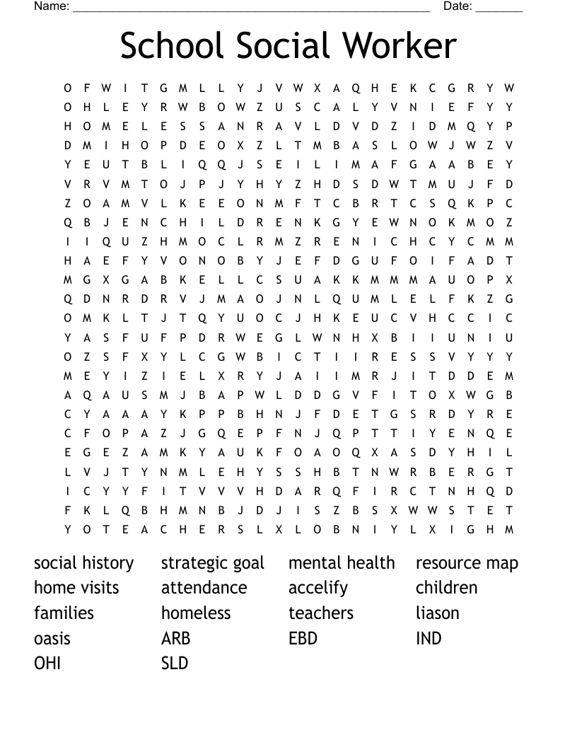 School Social Worker Word Search