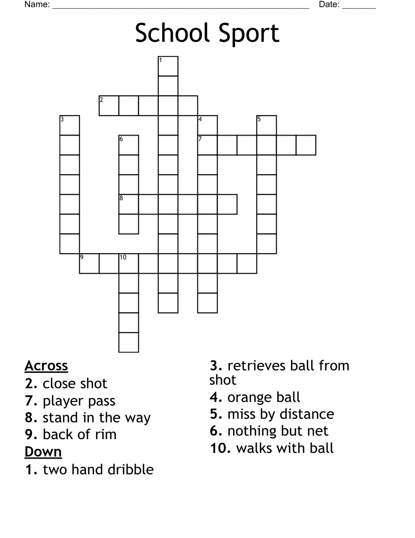 School Sport Crossword