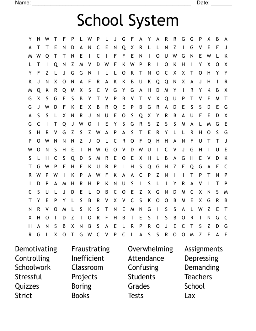 School System Word Search