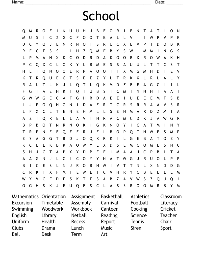 School  Word Search