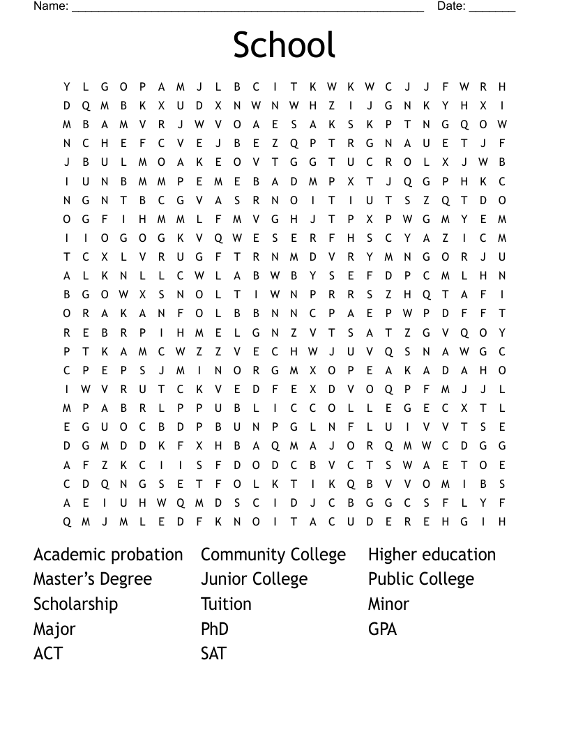 School  Word Search