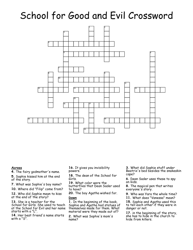 School for Good and Evil Crossword