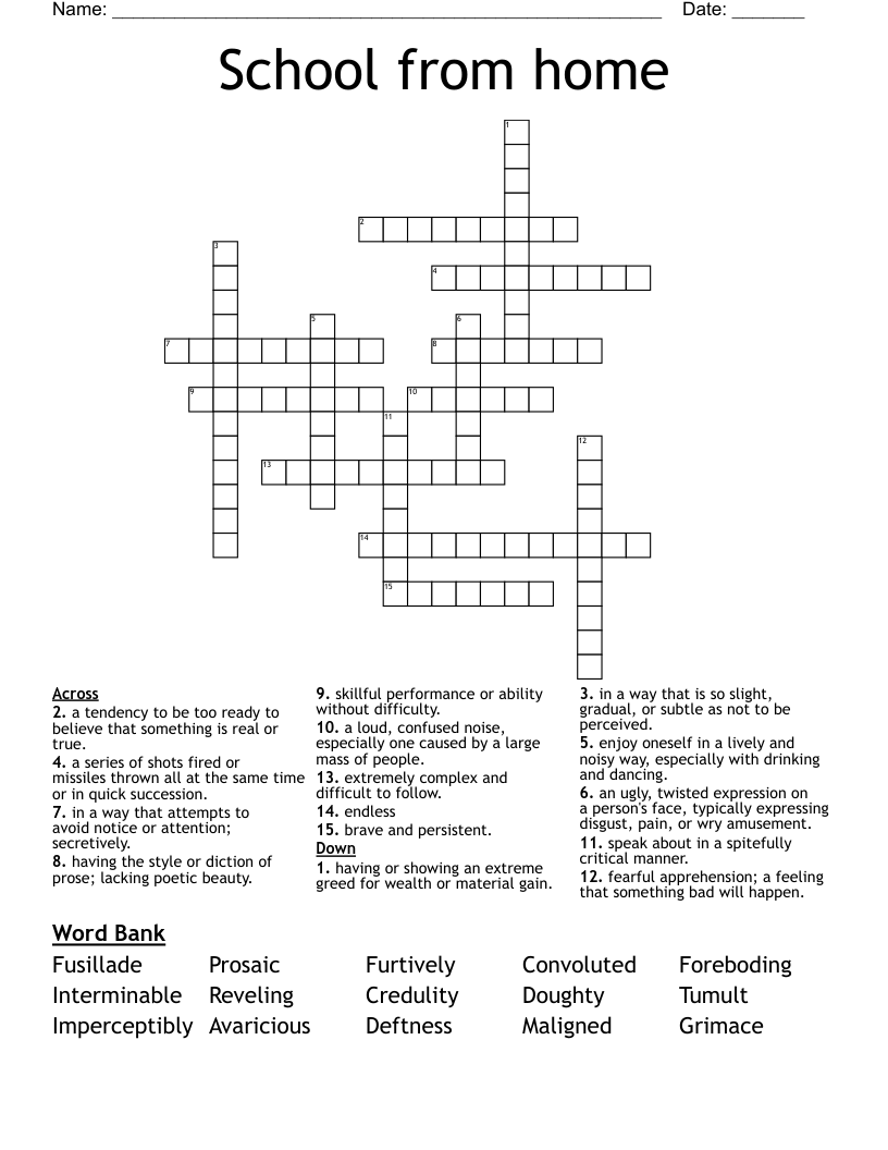 School from home  Crossword