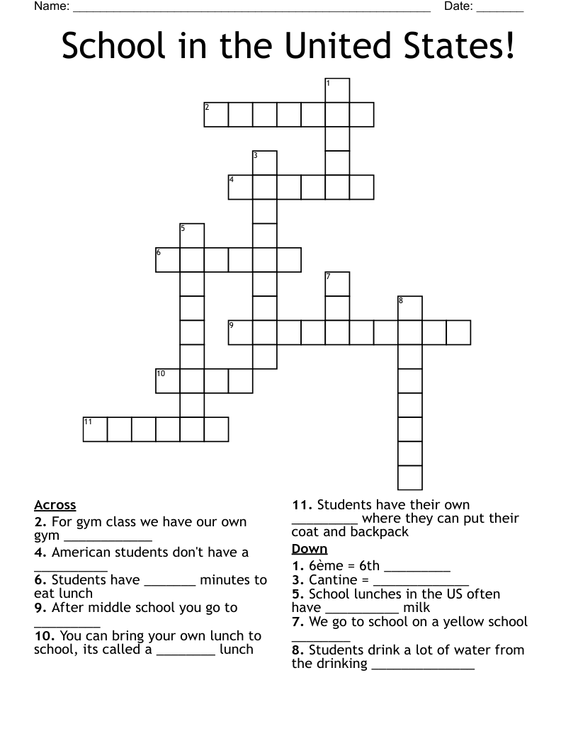 School in the United States! Crossword