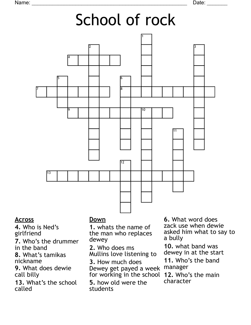 School of rock Crossword