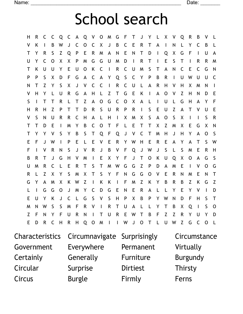 School search Word Search