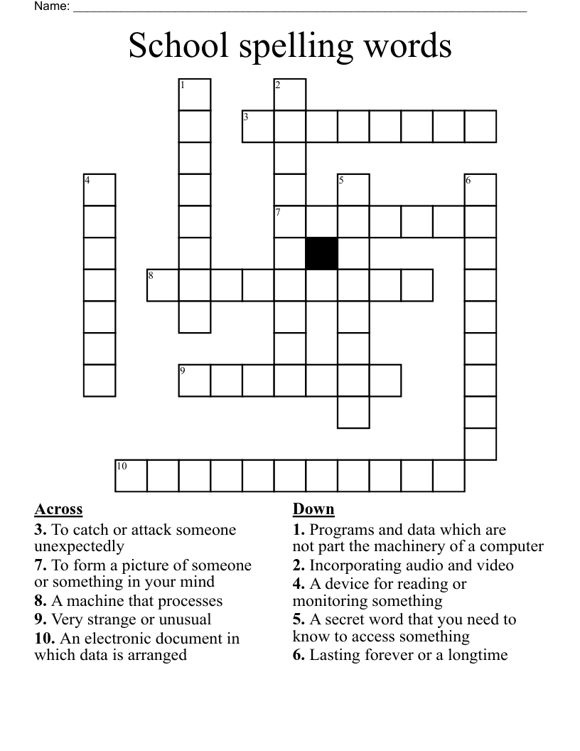 School spelling words Crossword