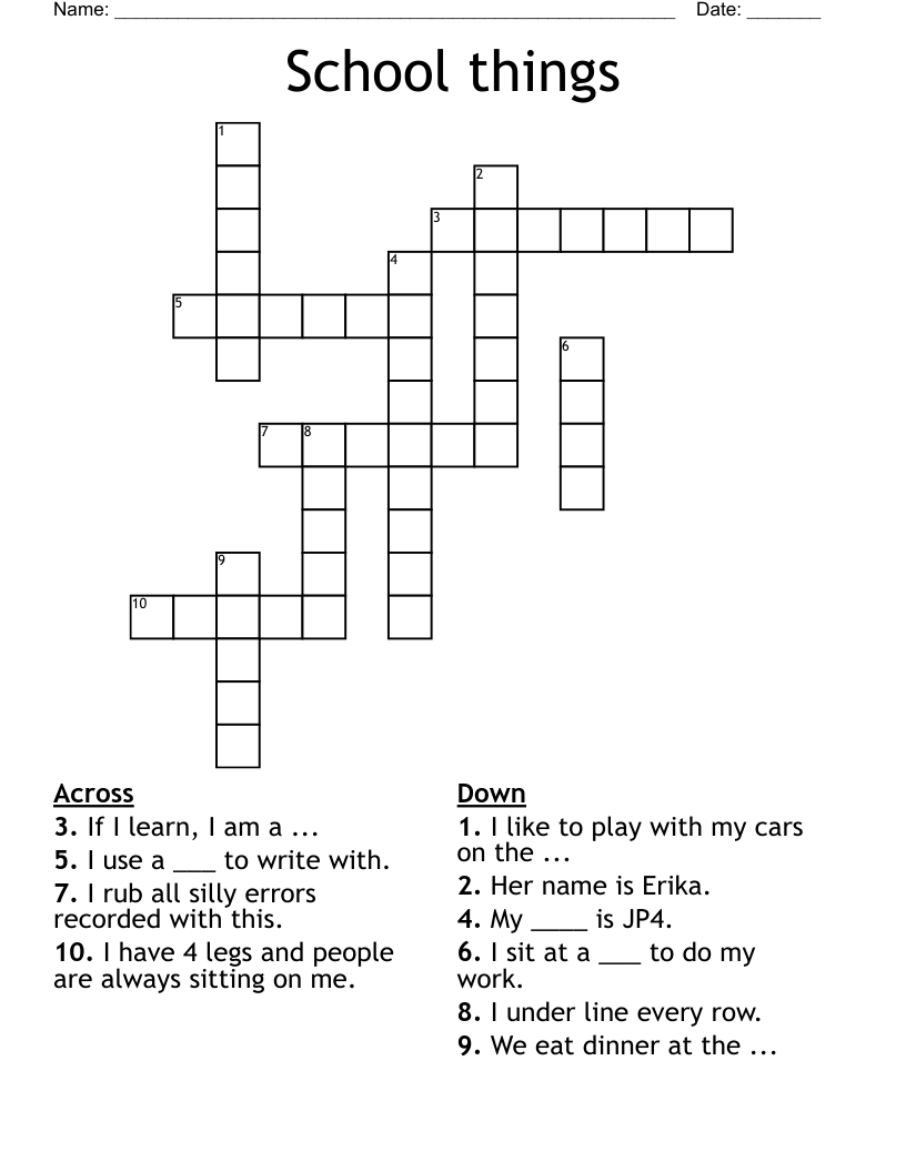 School things Crossword