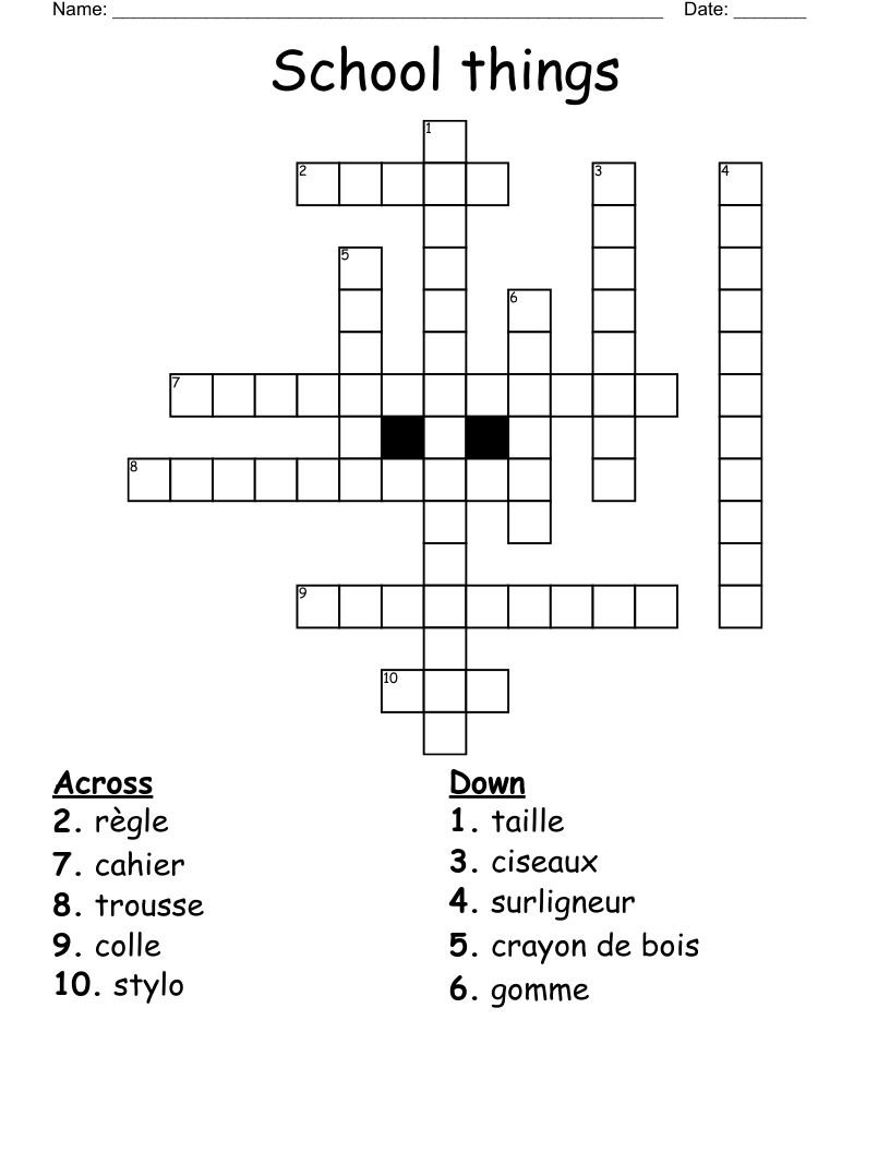 School things Crossword