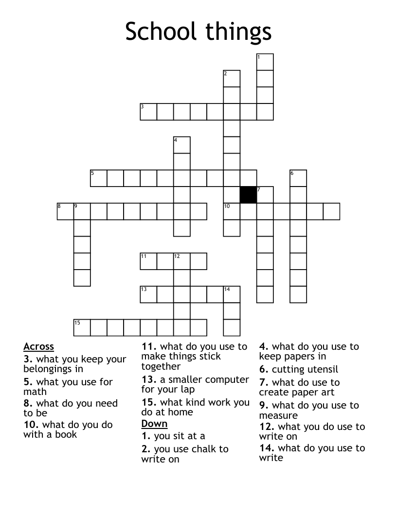 School things Crossword