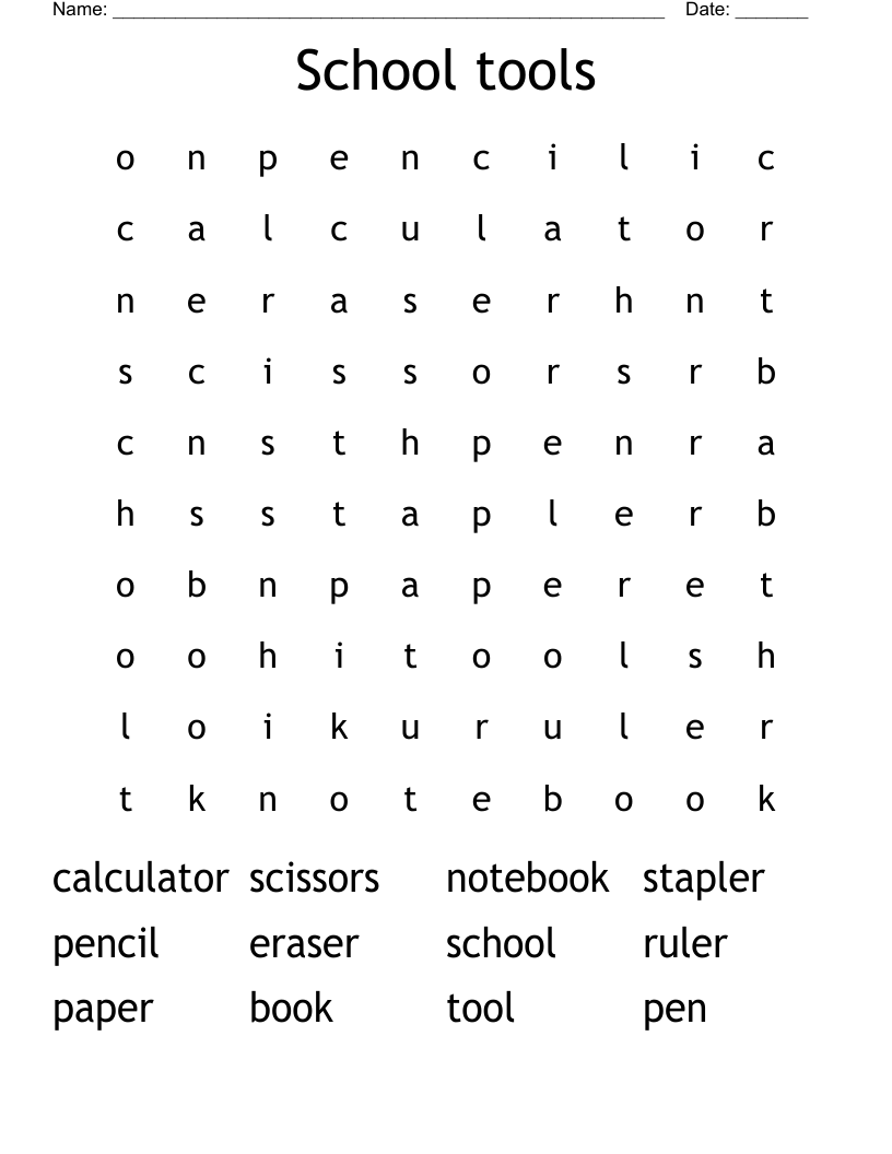 School tools Word Search
