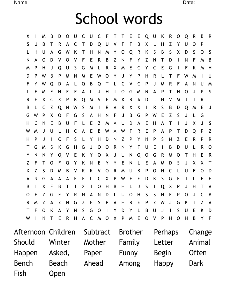 School words Word Search