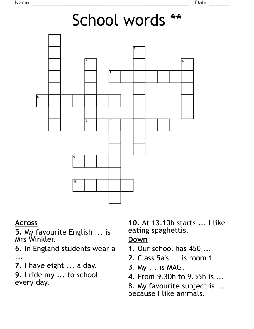School words ** Crossword