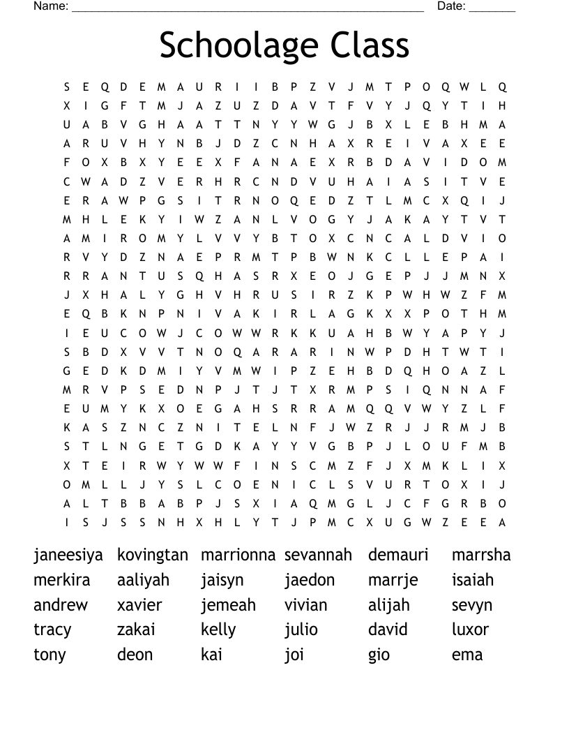 Schoolage Class Word Search