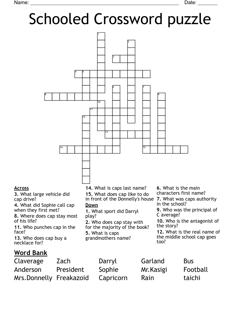 Schooled Crossword puzzle