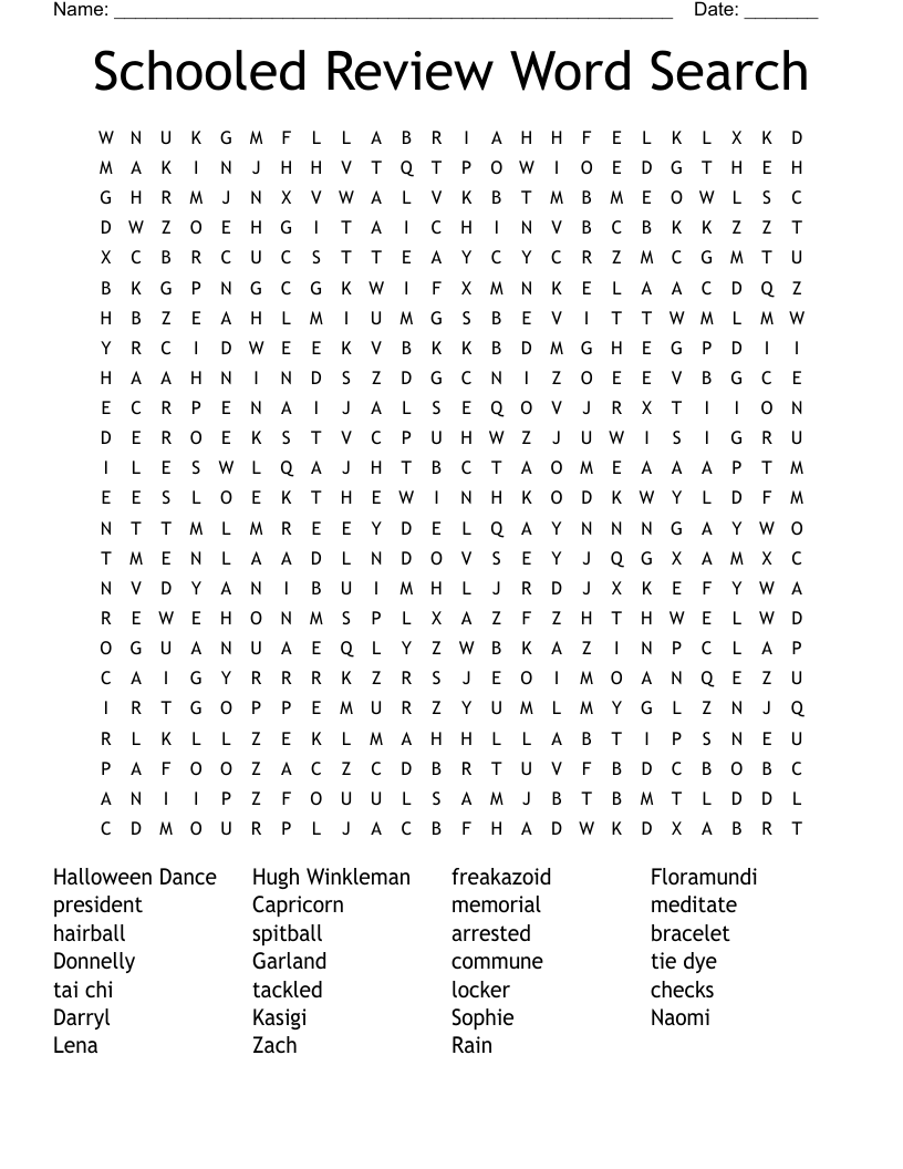 Schooled Review Word Search