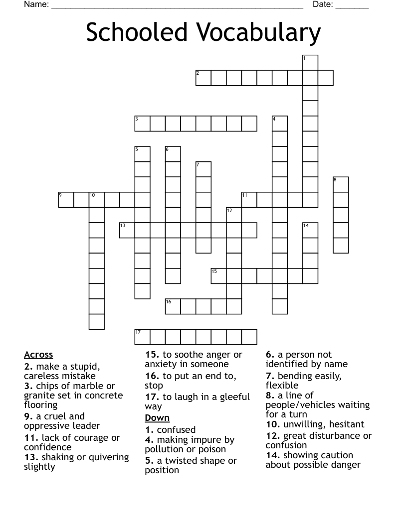 Schooled Vocabulary Crossword
