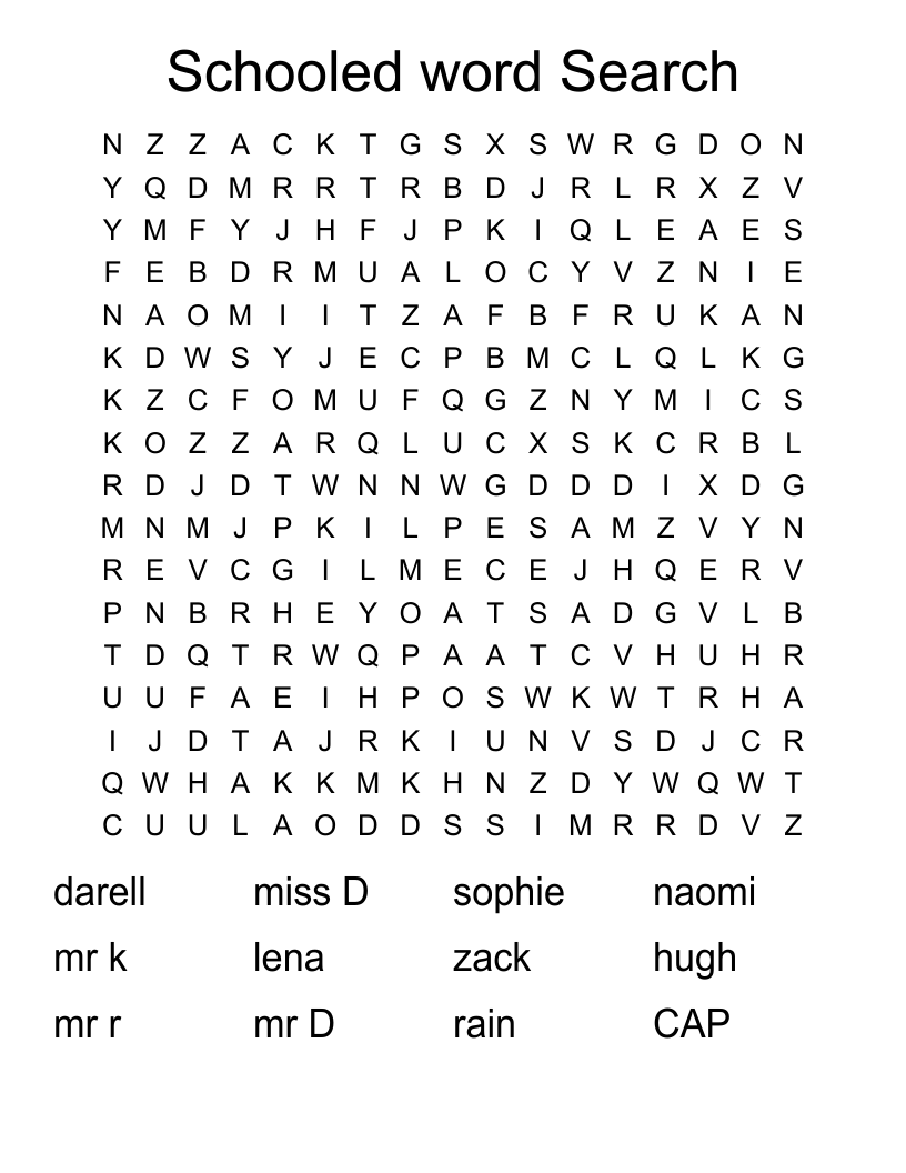 Schooled word Search