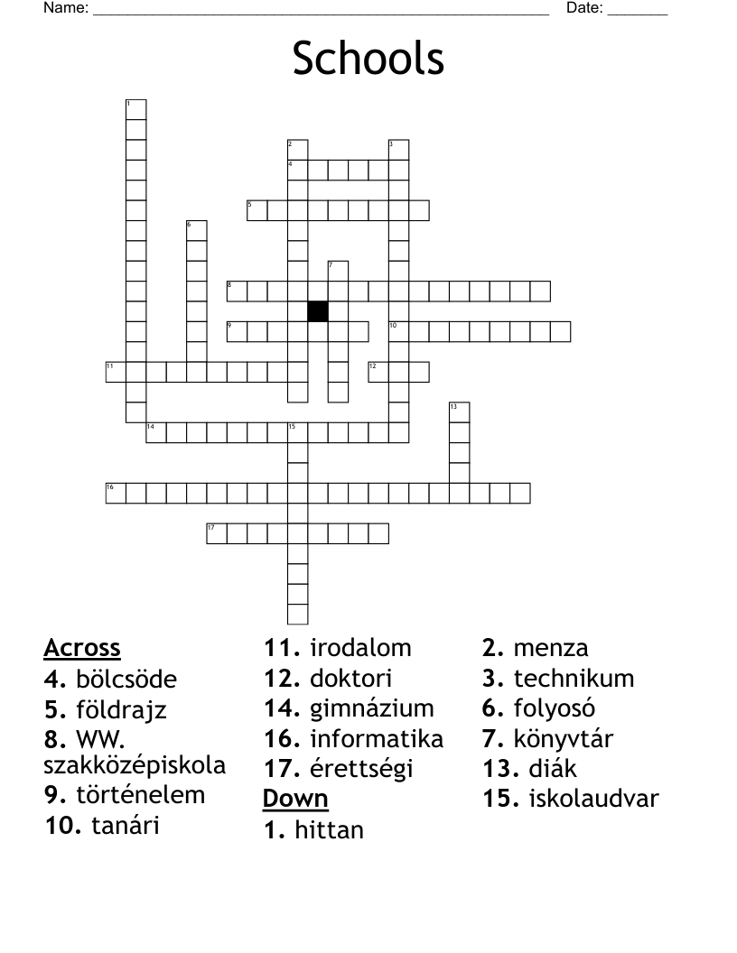 Schools Crossword