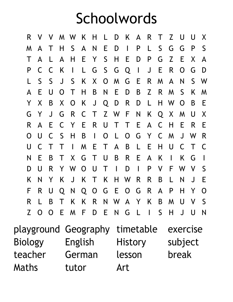 Schoolwords Word Search