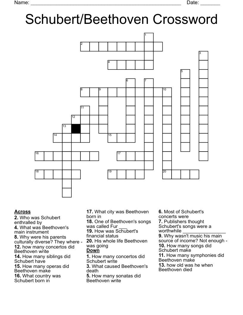 Schubert/Beethoven Crossword