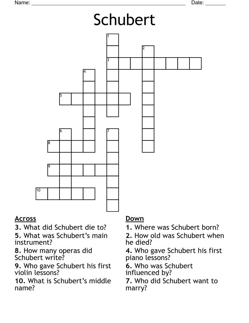 Schubert Crossword